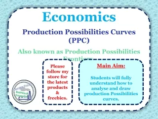 Economics Production Possibilities Curves (PPC) Also known as Production Possibilities Frontiers.