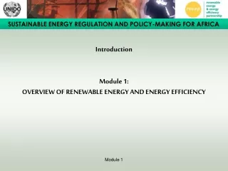 Introduction Module 1:  OVERVIEW OF RENEWABLE ENERGY AND ENERGY EFFICIENCY