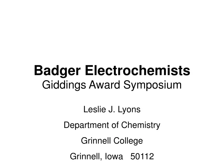 badger electrochemists