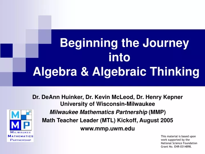 beginning the journey into algebra algebraic thinking