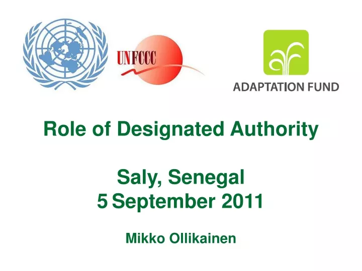 role of designated authority saly senegal