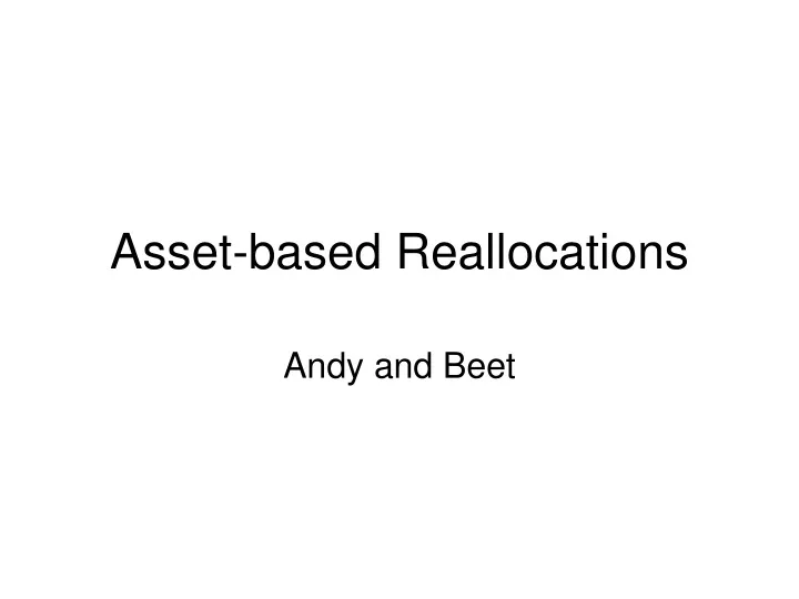 asset based reallocations