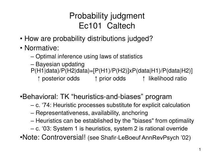 probability judgment ec101 caltech