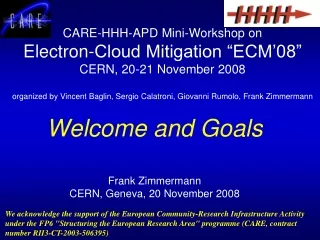 Welcome and Goals Frank Zimmermann CERN, Geneva, 20 November 2008
