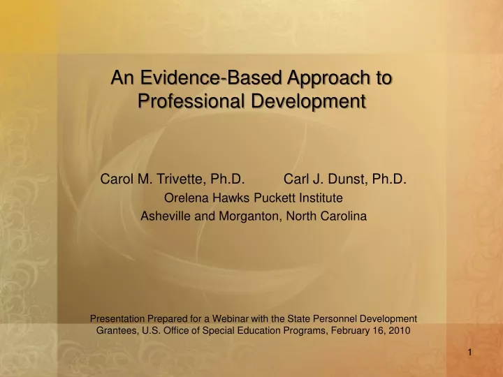 an evidence based approach to professional
