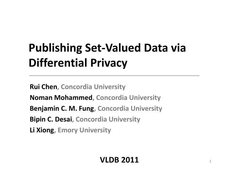 publishing set valued data via differential privacy