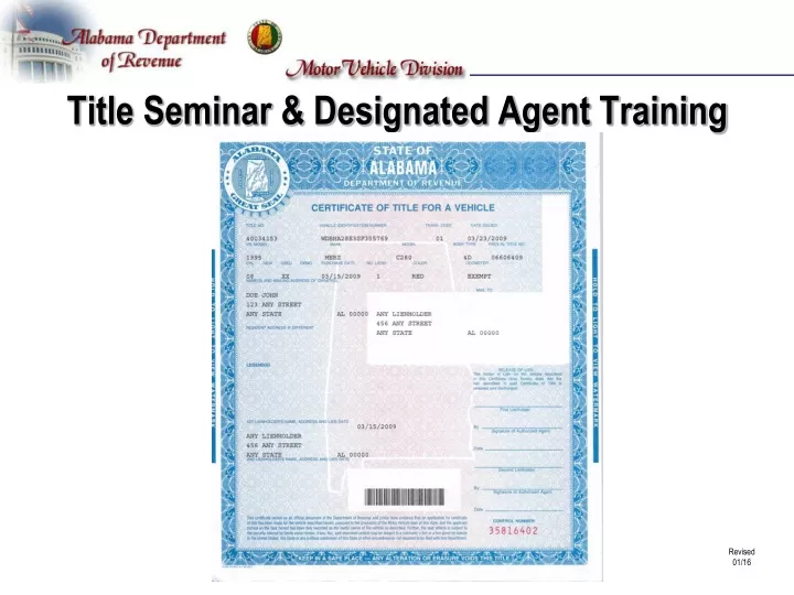 title seminar designated agent training
