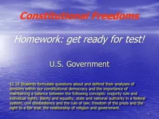 Constitutional Freedoms Homework: get ready for test!