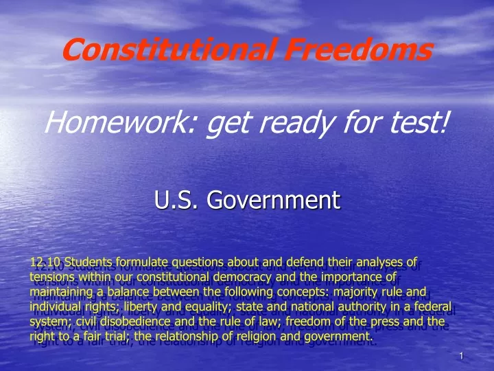 constitutional freedoms homework get ready for test