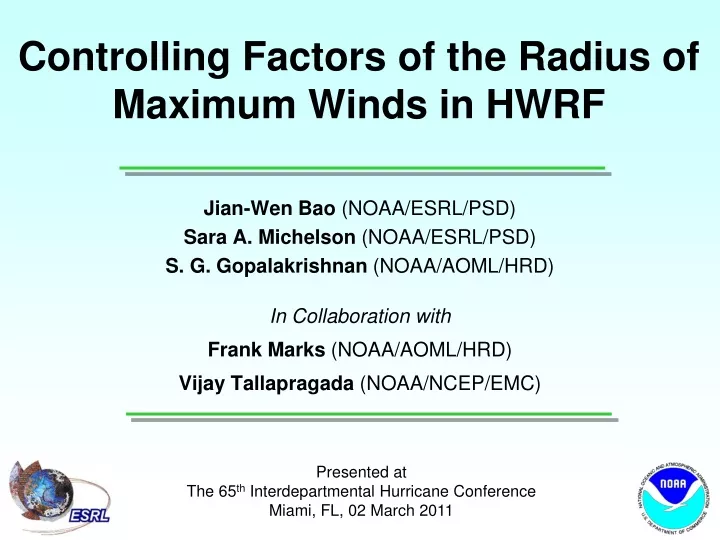 controlling factors of the radius of maximum winds in hwrf