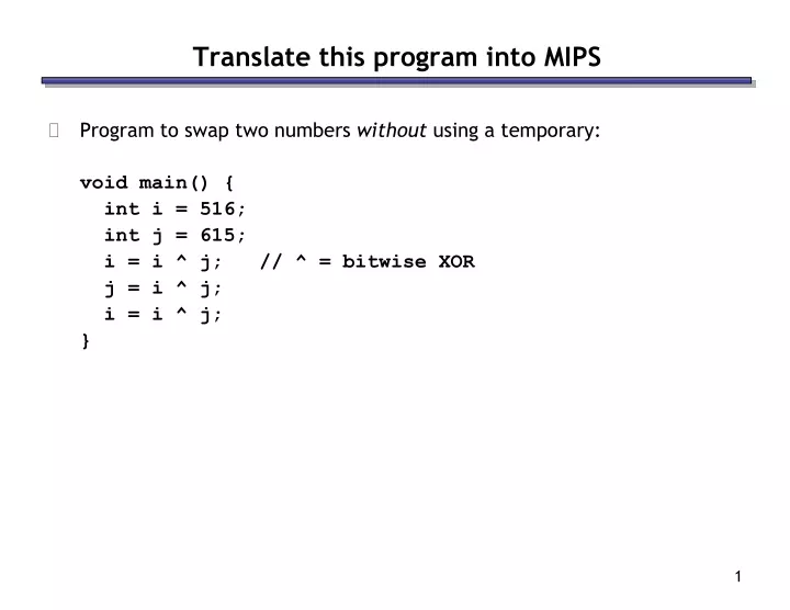 translate this program into mips