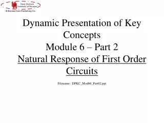 Dynamic Presentation of Key Concepts  Module 6 – Part 2 Natural Response of First Order Circuits