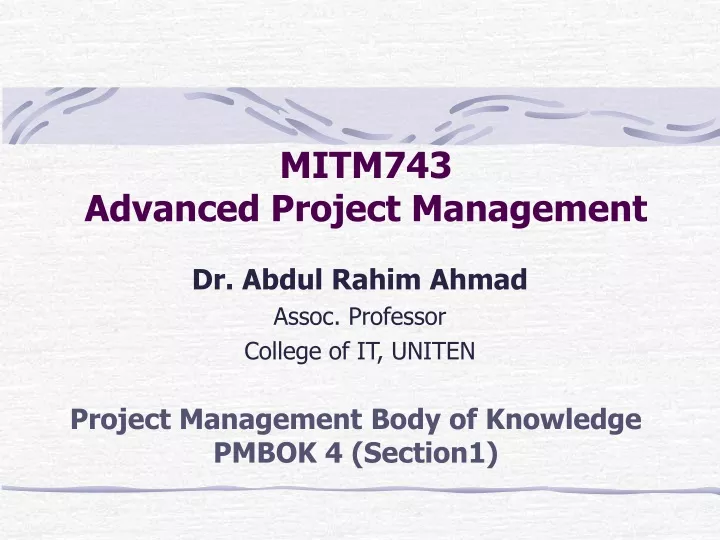 mitm743 advanced project management