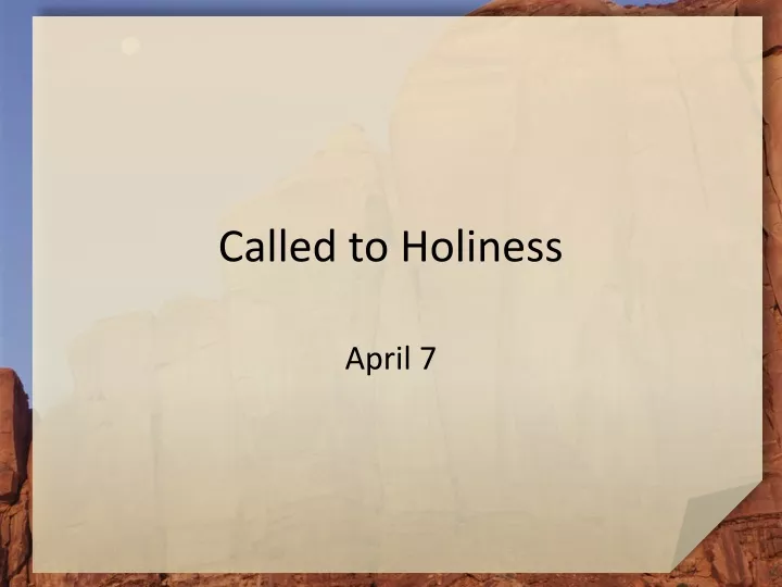 called to holiness