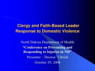 Clergy and Faith-Based Leader Response to Domestic Violence