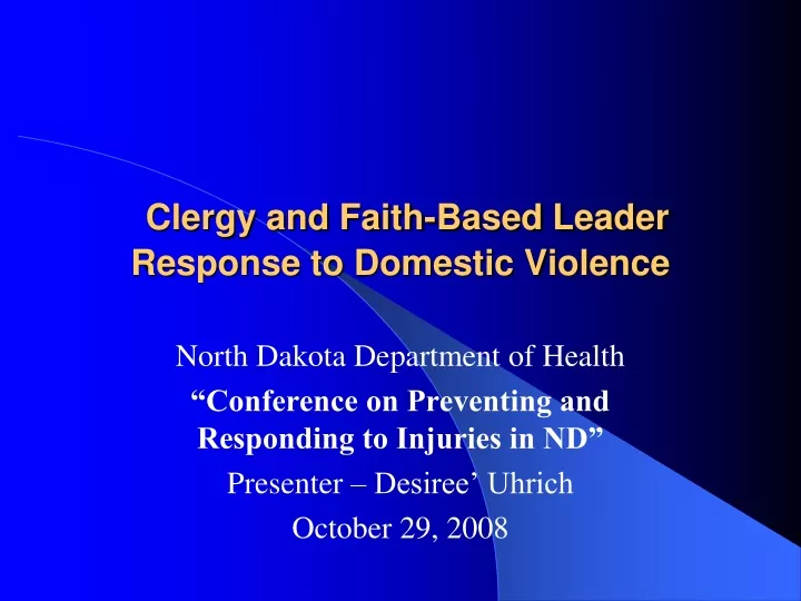 clergy and faith based leader response to domestic violence