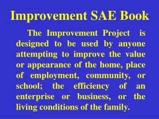 Improvement SAE Book