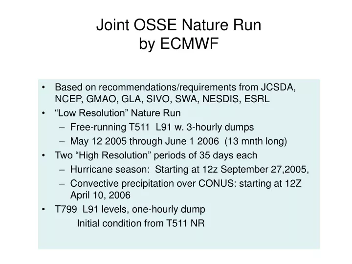 joint osse nature run by ecmwf