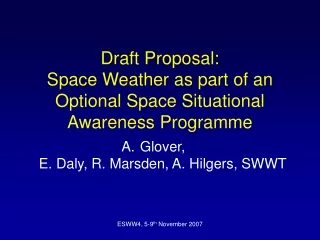 Draft Proposal:  Space Weather as part of an Optional Space Situational Awareness Programme