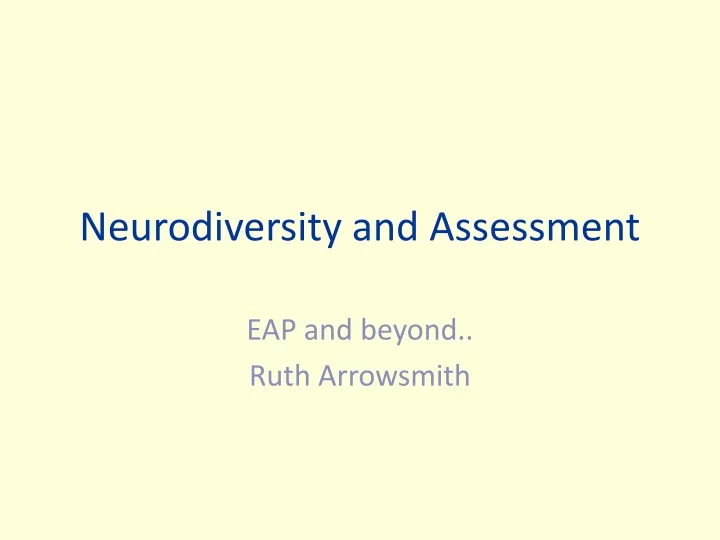 neurodiversity and assessment