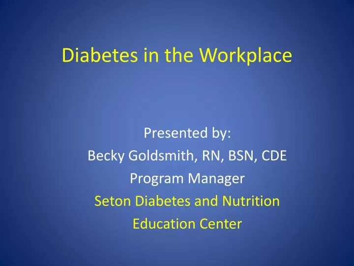 diabetes in the workplace