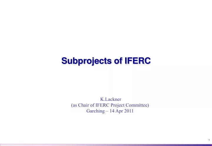 subprojects of iferc