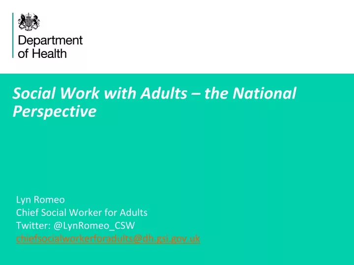 social work with adults the national perspective