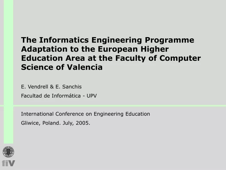 the informatics engineering programme adaptation