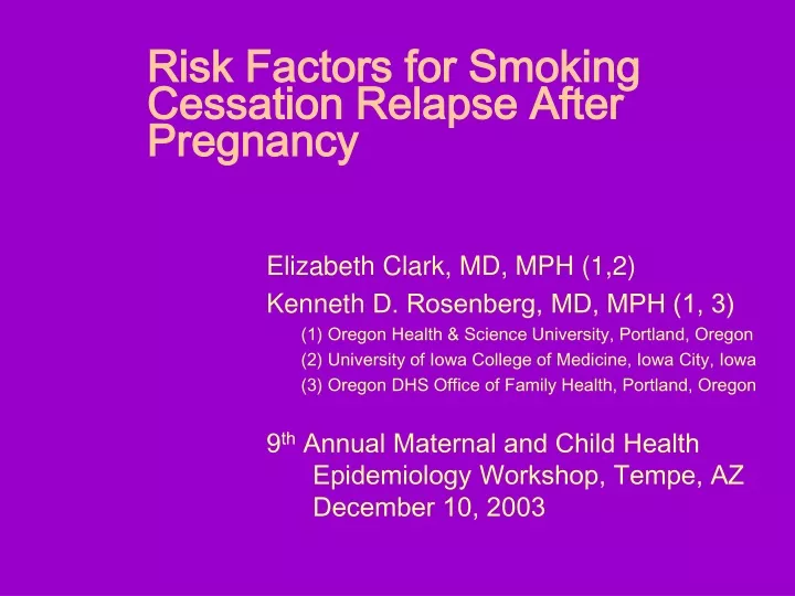 risk factors for smoking cessation relapse after pregnancy