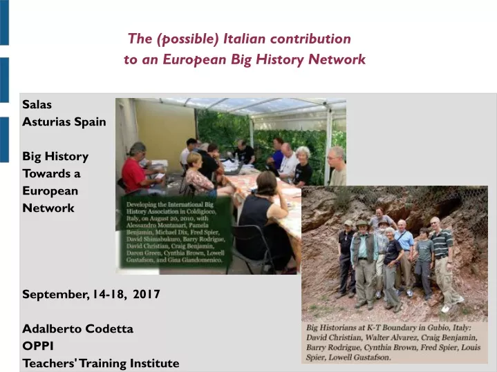 the possible italian contribution to an european big history network