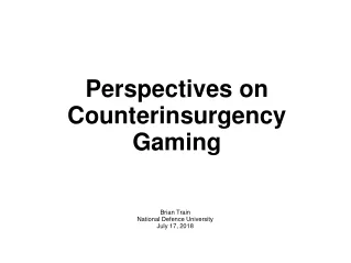 Perspectives on  Counterinsurgency Gaming