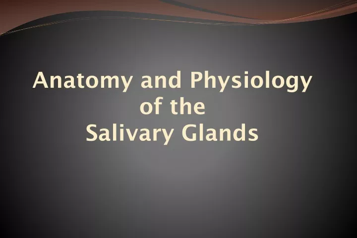 anatomy and physiology of the salivary glands