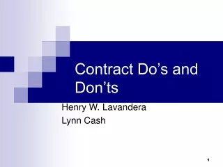 Contract Do’s and Don’ts