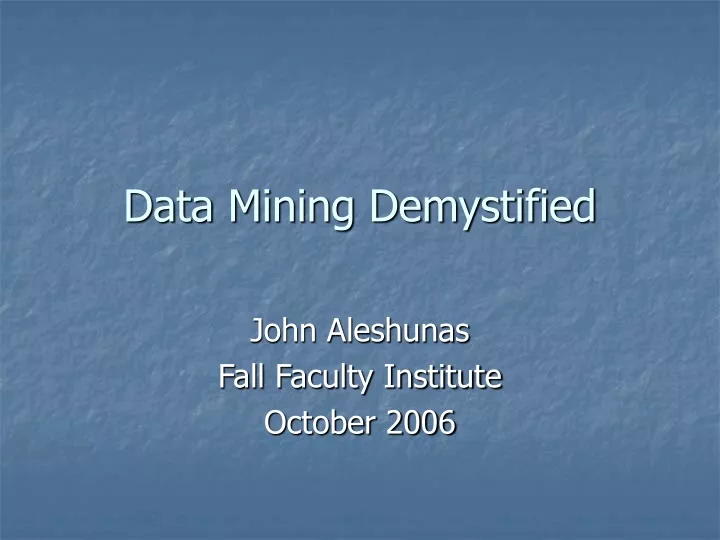 data mining demystified