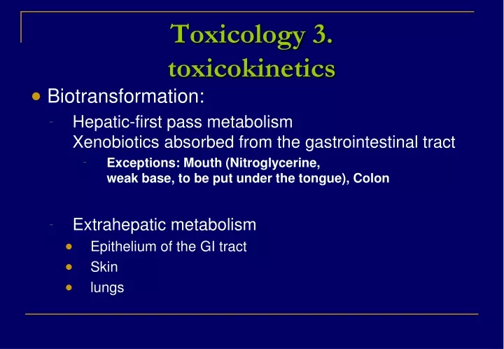 toxicology 3 toxicokinetics