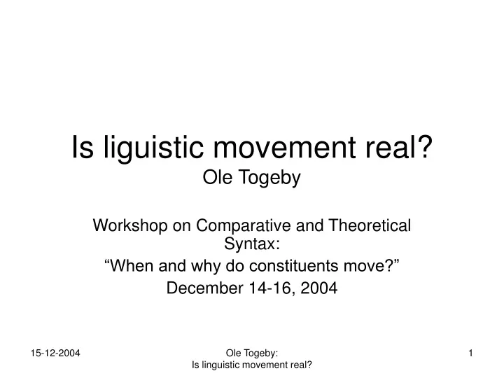 is liguistic movement real ole togeby