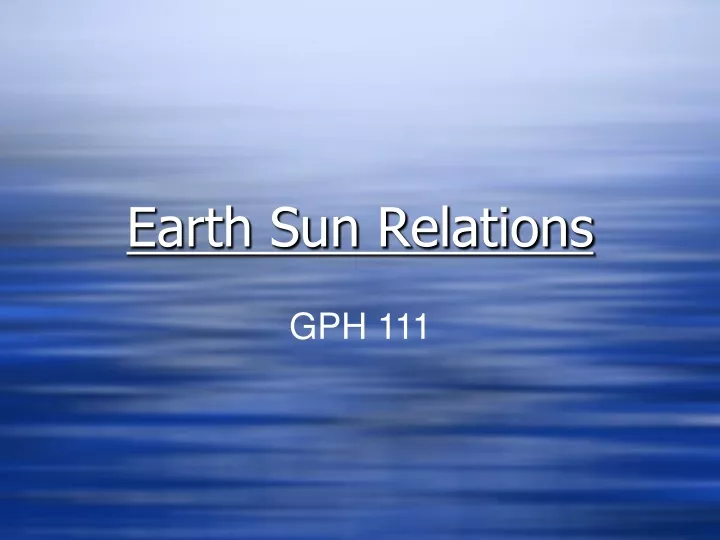 earth sun relations