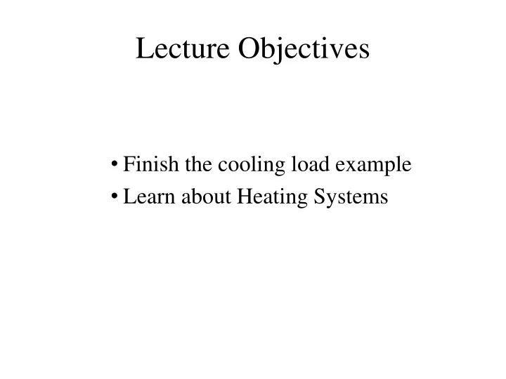 lecture objectives