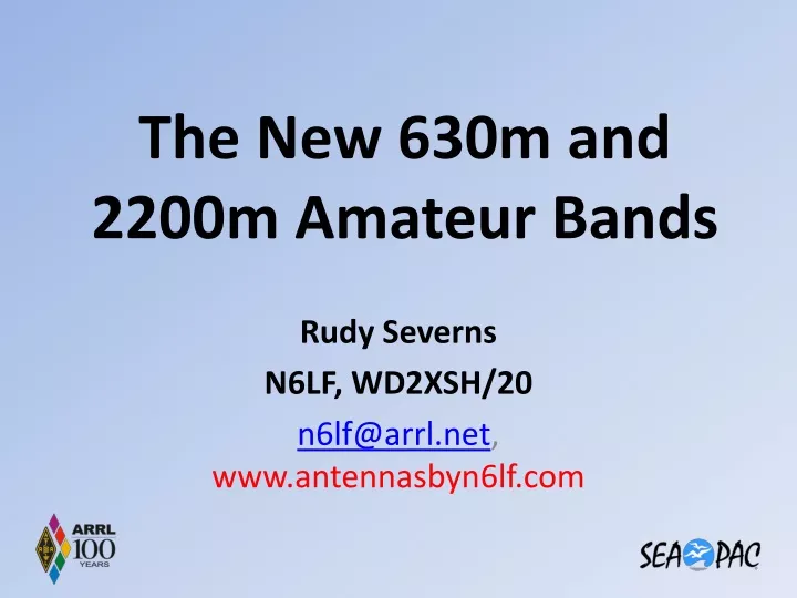 the new 630m and 2200m amateur bands