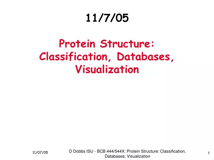 11 7 05 protein structure classification databases visualization