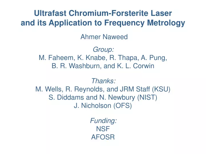 ultrafast chromium forsterite laser