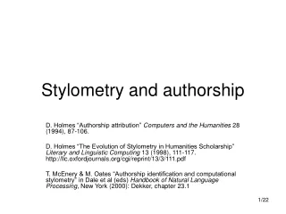 Stylometry and authorship