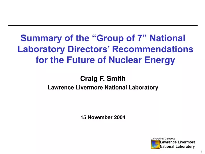 summary of the group of 7 national laboratory