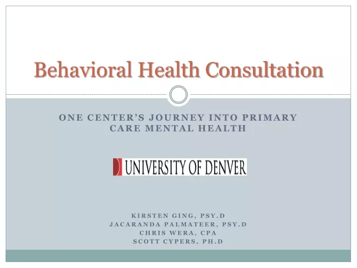 behavioral health consultation