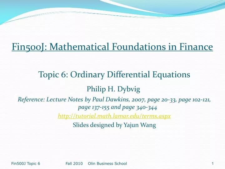 fin500j mathematical foundations in finance topic