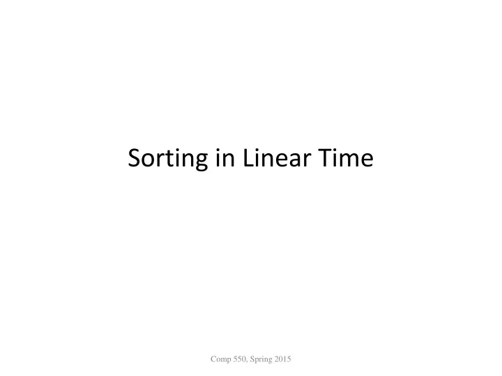 sorting in linear time