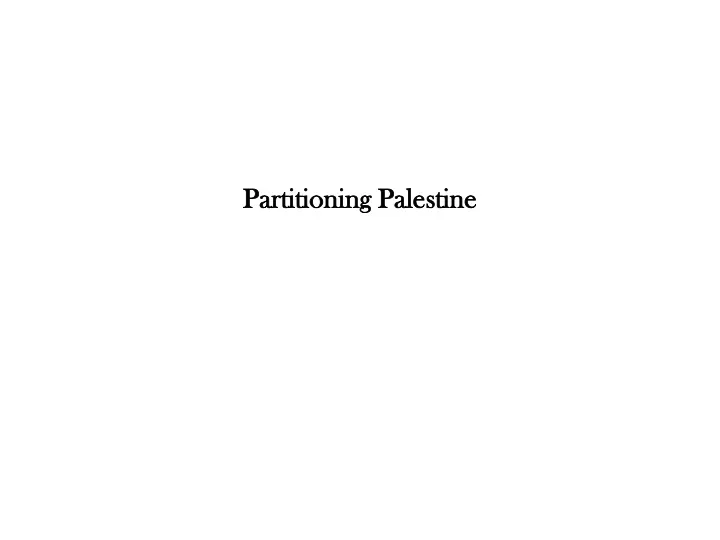 partitioning palestine