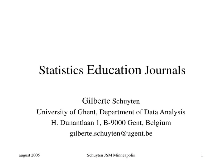statistics education journals