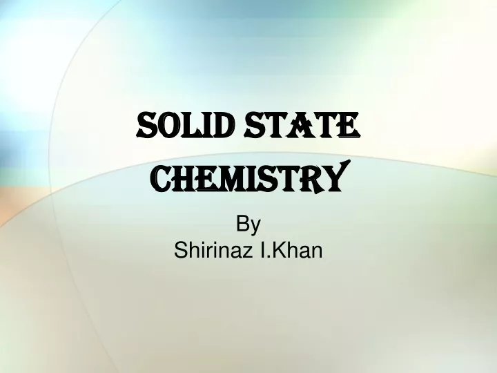 solid state chemistry