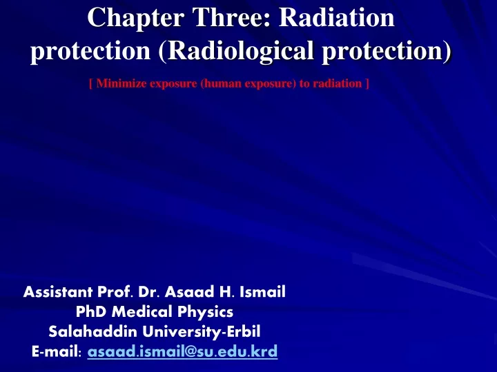 chapter three radiation protection radiological protection